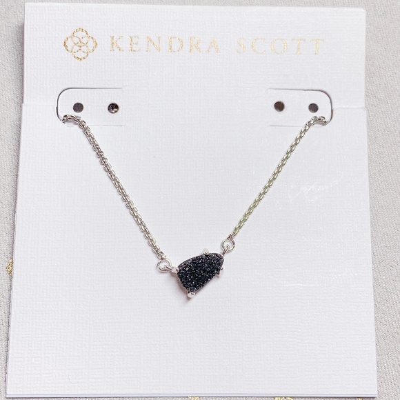 Kendra Scott Jewelry - New Kendra Scott Helga Silver Black Drusy Necklace